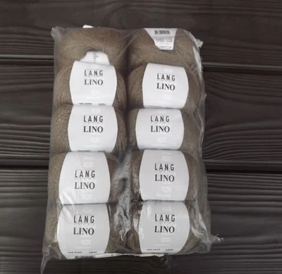 $90 • Buy Lang Yarn Lino, 100 % Linen, Sealed Bag Of 10 Balls, Color 0099 Taupe