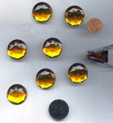 $3.74 • Buy 12 VINTAGE TOPAZ ACRYLIC 25mm. ROUND FACETED CABOCHONS 3404