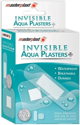 Invisible Aqua Plasters Clear Assorted Ultra Waterproof Bandage X 24 • £2.98