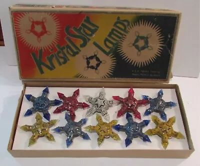 1930s C-6 Kristal Star Reliance Christmas Light Box 10 Lights Red Blue Gold Work • $350