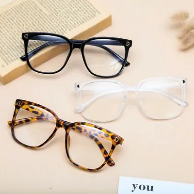 NEW Fake Black Square Frame Geek Glasses Clear Lens UV Protection Nerd Unisex UK • £4.63