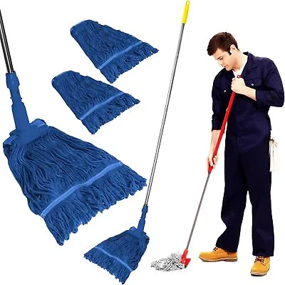 Heavy Duty Kentucky Wringer Set Pole & 2 Looped End String Wet Cotton Mop Heads • £19.95