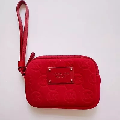 Michael Kors Candy Red Neoprene Coin Purse Pouch Wristlet Mini • $25