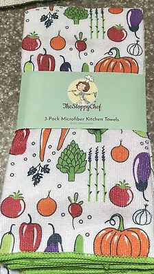 Sloppy Chef Microfiber Kitchen Towels Vegetables Veggies 3 Pack New NWT • $9.50