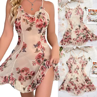 Sexy Women Lingerie Sheer Babydoll Sleepwear Nightgown Underwear Slip Dress US • $5.84