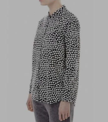 £60 • Buy CHINTI AND PARKER Black Heart Print Voile Shirt Size S Black Print Uk 8 10 £150