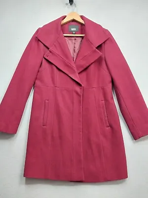 Mossimo Coat Womens Size Large Burgandy Red Wool Blend Snap Front Lined Jacket • $23.99