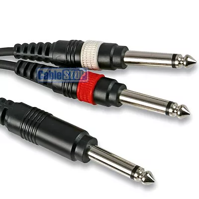 PRO 6.35mm MONO JACK AUDIO SIGNAL Y SPLITTER 1/4  PLUG 1.2m 3m 5m For AMP GUITAR • £5.97