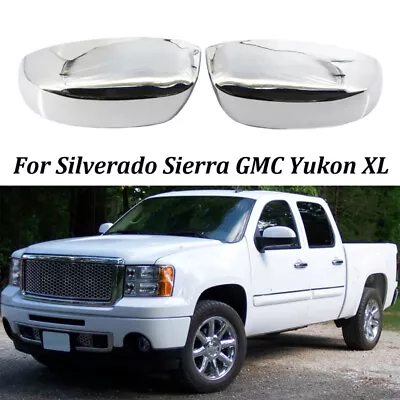 Chrome Side View Mirror Cap Top Half Cover PAIR For 07-14 Chevy Silverado Sierra • $23.99