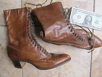 $95 • Buy Great Pair Of Rare Original Antique Victorian Lady's Leather High Shoes, Woman