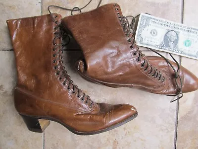Great Pair Of Rare Original Antique Victorian Lady's Leather High Shoes Woman • $95