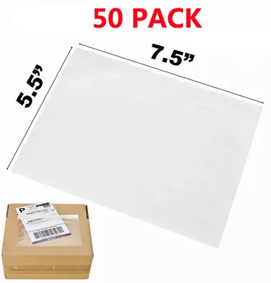 50 Clear Packing List Envelope Pouches 7.5  X 5.5  Shipping Label Adhesive • $6.99