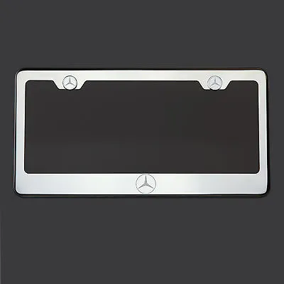 Mirror Chrome Mercedes Benz Logo Laser Etched StainlessSteel License Plate Frame • $28.98