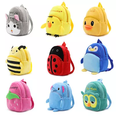 Baby Kids Boys Girls Toddler Plush Rucksack Cartoon Animal Backpack School Bags • £11.65