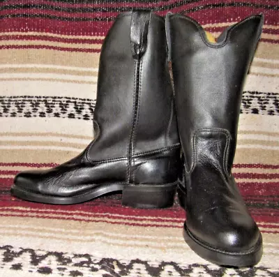 Mens Vintage Cimarron Black Leather Roper Cowboy Boots 8 D Lady 9.5 M NEW in Box • $69