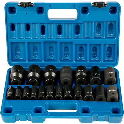 Impact Socket Set 1/2 Inches 19 PCS 3/8'' To 1-1/2'' SAE 6-Point Hex Sockets • $38.99