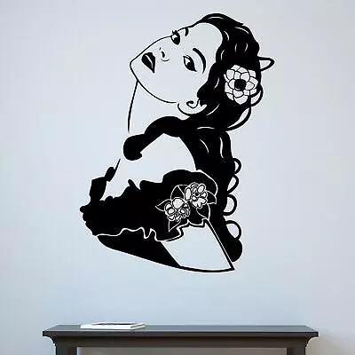 Spanish Dancer With Flower In Hair Wall Sticker Decal Transfer Pinup Model UK • £10.97