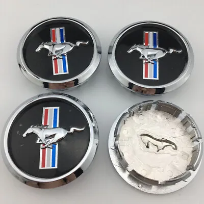 4PCS 68mm Car Wheel Center Caps Cover Chrome Edge Running Horse For Ford Mustang • $18.99