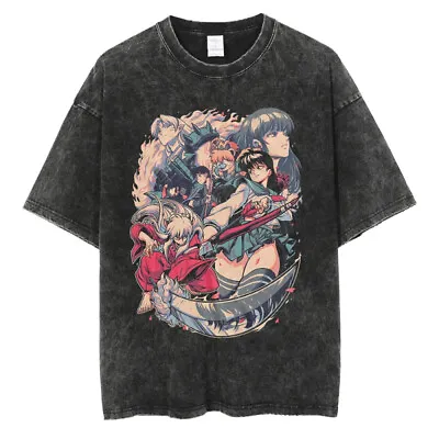 New Inuyasha Vintage T-shirts Anime Printed Unisex Men Women Cosplay Tees Summer • $26.50
