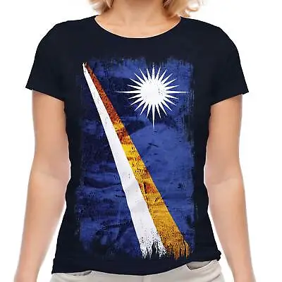 Marshall Islands Grunge Flag Ladies T-shirt Top Marshallese Shirt Jersey Gift • $13.63