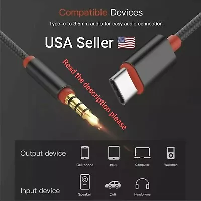 Type C Audio Cable USB Type-C Male To 3.5mm Jack Male Car AUX Audio Adapter • $3.69