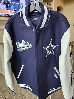 Nfl Dallas Cowboys Script Tail Men's Rib Wool Varsity Jacket - Large - Nwt • $188