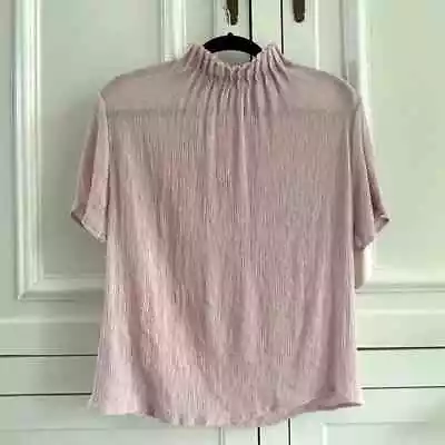 Mango Soft Pink Blouse Mock Neck Gorgeous Spring Top XS EUC • $17