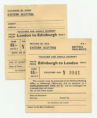 Bus Tickets; EASTERN SCOTTISH  Edinboro To London + Return  [55/-] • £0.99