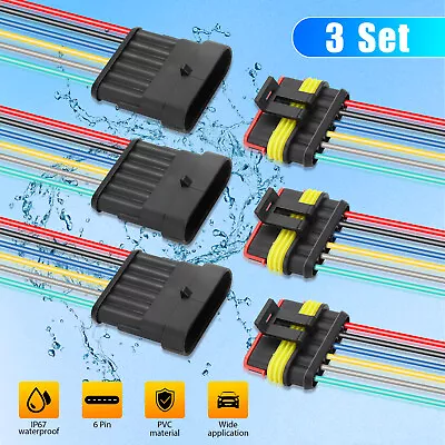 6-Pin Way Male Female Electrical Wire Connector Plug Waterproof Car Truck Boat • $9.98