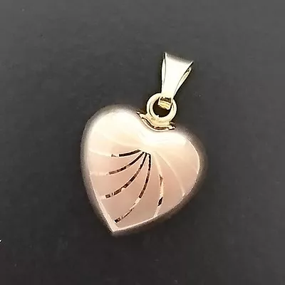 18ct 750 Yellow And Rose Gold Large Fancy Puffy Heart Pendant Not Scrap • £210.76