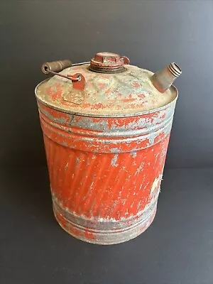 Vintage Antique 5 Gallon Galvanized Metal Gas Can Decor Barn Farm Classic Car • $39