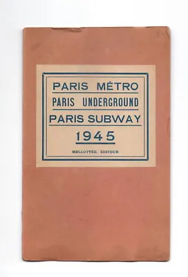 1945--paris Metro--subway Map--world War Ii--xlnt • $15