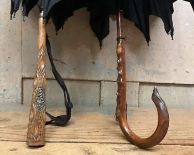 2 Vintage/Antique Victorian Parasol Umbrella Carved Wooded Handles • $124.23