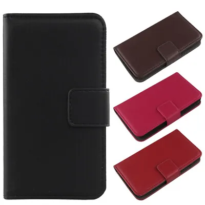 £11.99 • Buy For Samsung Galaxy S I9000 S1 I9008 -Genuine Real Leather Cover Flip Case Wallet