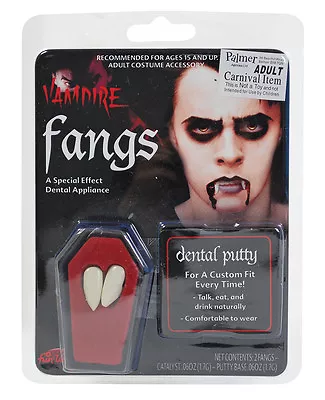 Vampire Teeth Vampire Fangs Caps With Dental Putty Halloween Fancy Dress Costume • £4.99