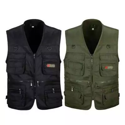 Man Body Warmer Pockets Waistcoat Safari Gilet Jacket Fishing Vest Outdoor Work↑ • £18.43