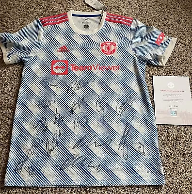 Manchester United 21/22 Squad Ronaldo Signed Away Shirt Club Coa • $800