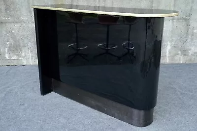 Mid Century Modern Black Vinyl Cocktail Dry Bar - 60  • $1099.99