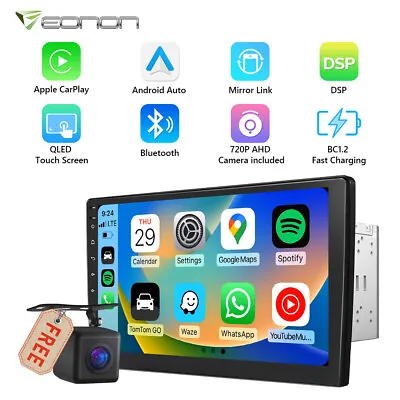 CAM+ Wireless Android Auto Apple CarPlay Double Din 10.1  Car Stereo Radio Audio • $181.62