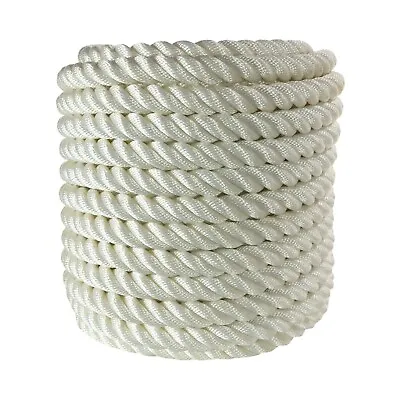 Premium 3 Strand Twisted White 100% Polyester Rope Low Stretch Outdoor Line  • $21.99