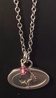 Mossy Oak Tree Necklace Colligate Jewelry 20  Chain Enmon Pink Bead • $16.95