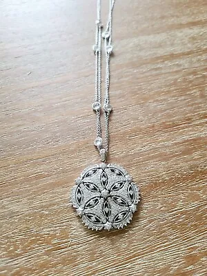 $59.99 • Buy Nadri Necklace Crystal Pendant Silver Tone Chain Medallion