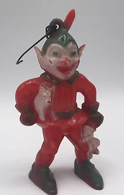 Vintage E. Rosen Red Celluloid Pixie Ornament Christmas Elf • $5.98