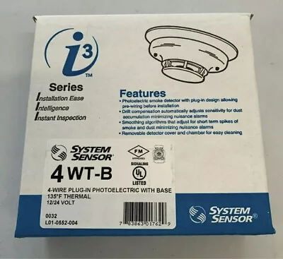 New System Sensor 4WT-B I3 Series 4-wire Photoelectric Smoke Detector Free Ship • $68.99