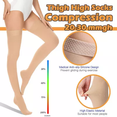 1Pair Thigh High Compression Socks Closed Toe Long Stockings Sexy Varicose Veins • $21.99