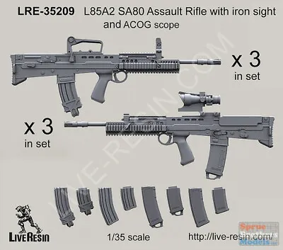 LVRLRE35209 1:35 LiveResin L85A2 SA80 Assault Rifle With Iron Sight And ACOG • $19.29