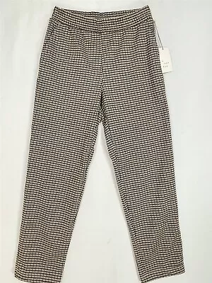 New Day Ankle Pants Women Large Tapered Elastic Waist Brown Houndstooth • $14.95