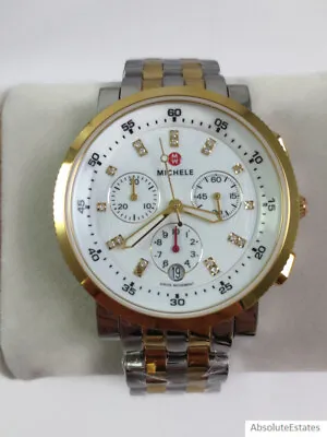 NEW Michele Sport Sail Diamond Two Tone Gold Silver Watch MWW01C000140 NIB NWT • $888.24