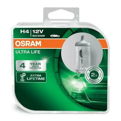 OSRAM Ultra Life H4 Long Life Headlight Bulbs (Twin Pack) 64193ULT-HCB • $12.43
