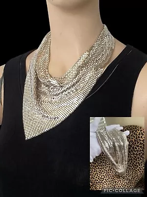 Vintage Signed WHITING & DAVIS Bag Purse Co Silver Tone Mesh Necklace See Video! • $135